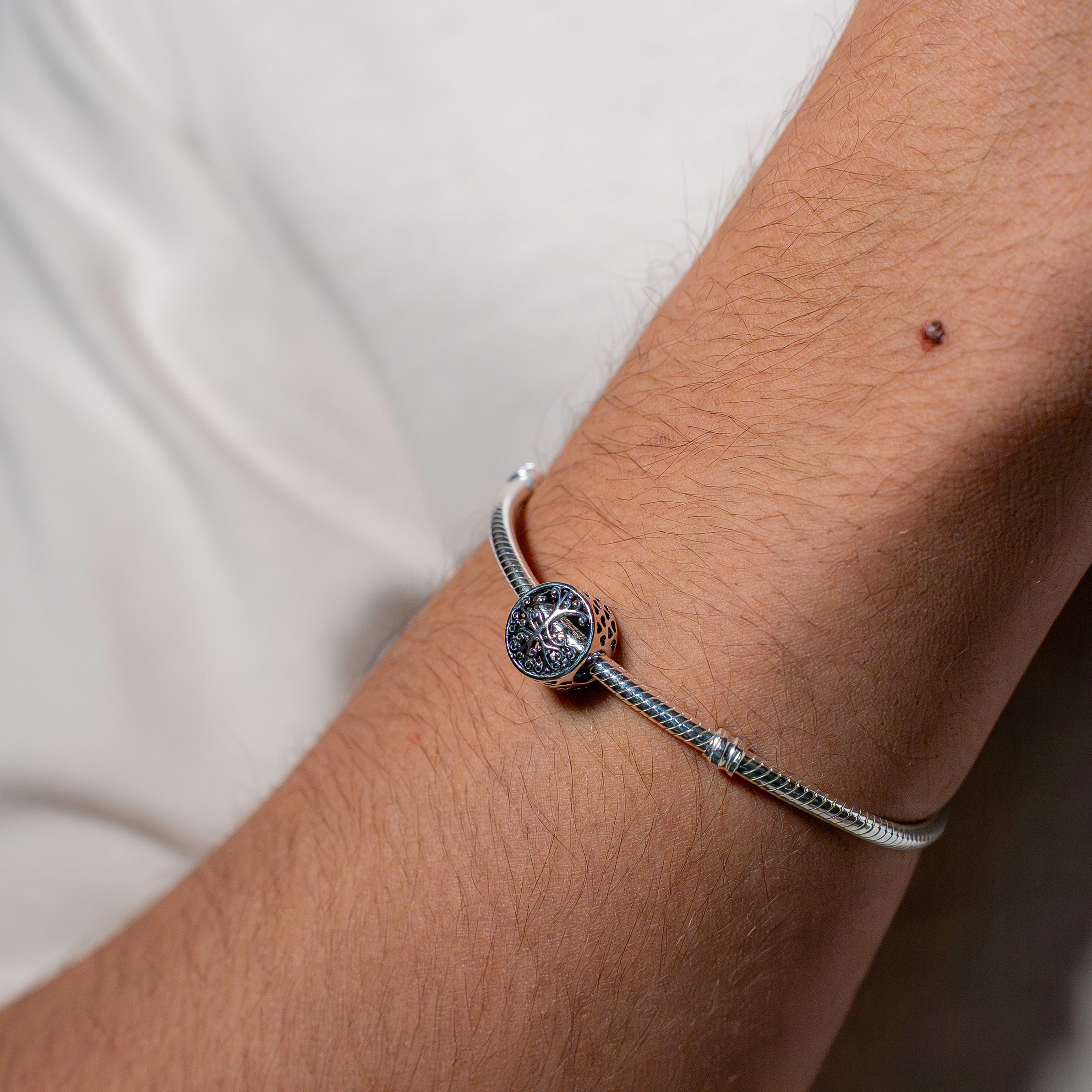 Family tree silver charm