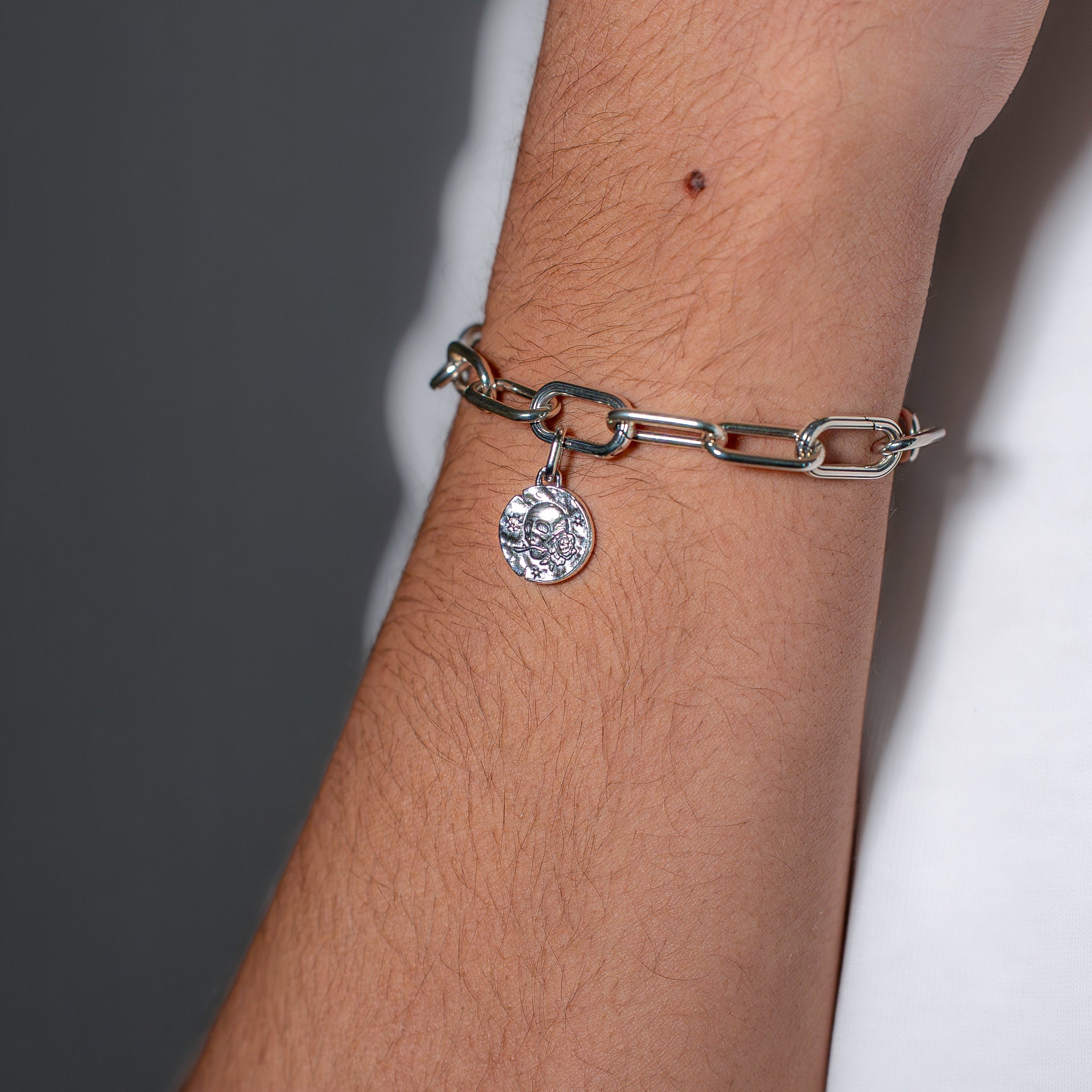 Skull Medallion Charm
Sterling silver