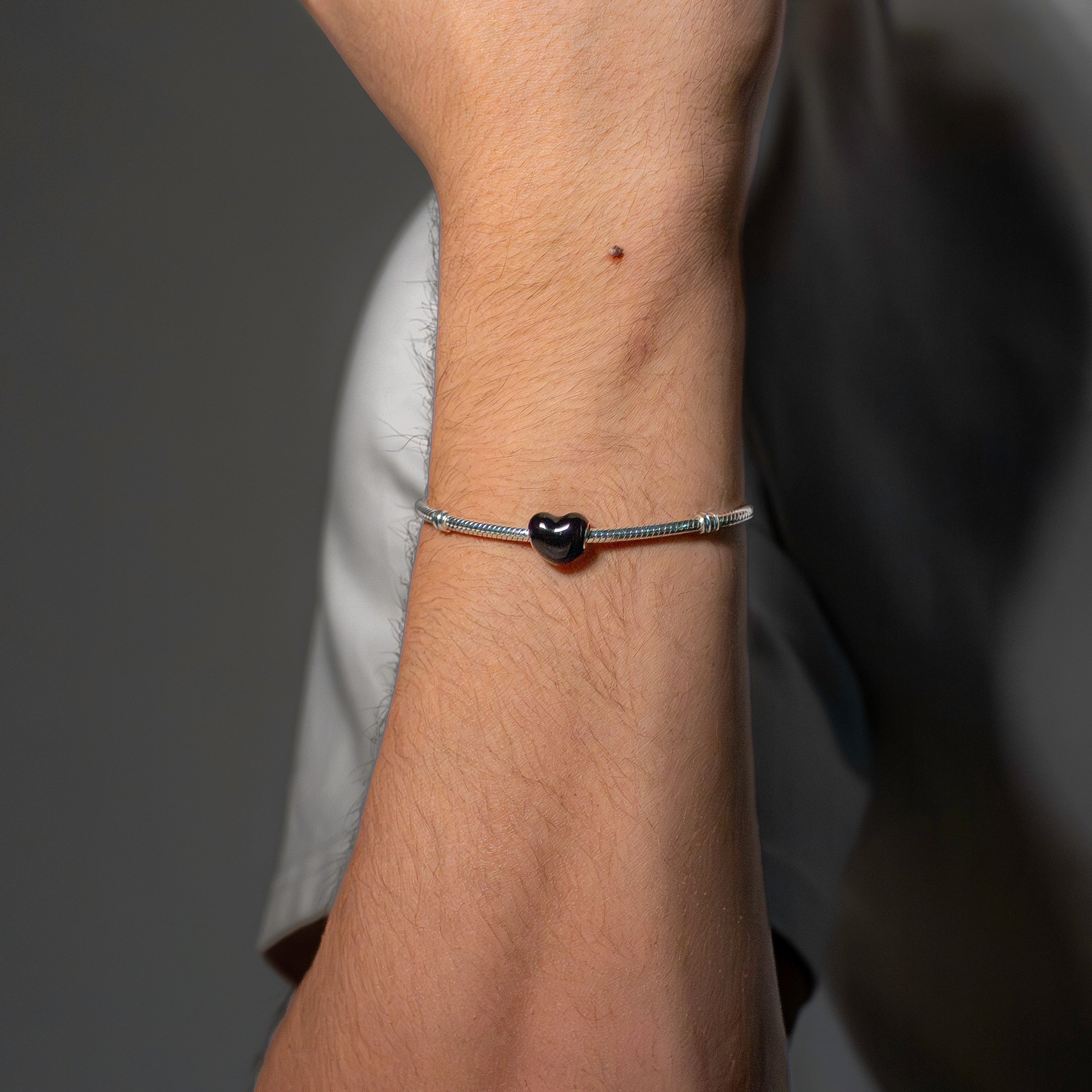 Metallic Black Heart Charm