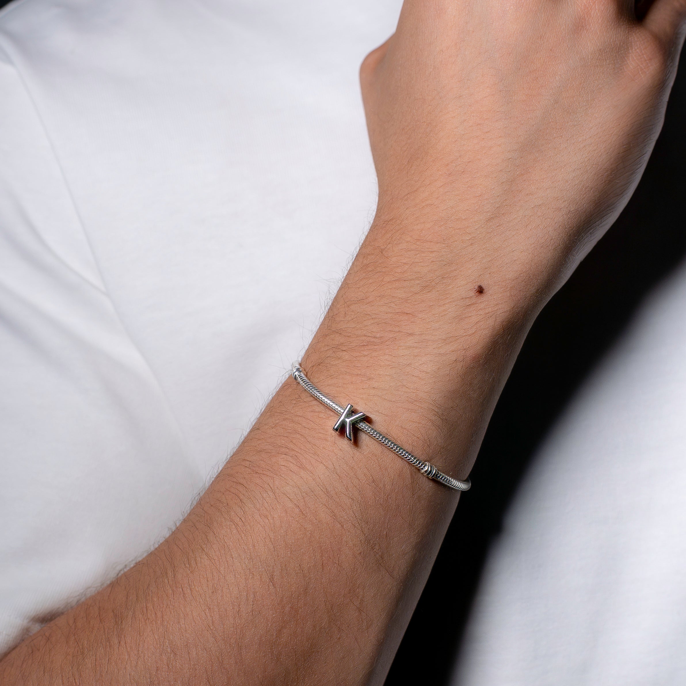 Letter K silver charm