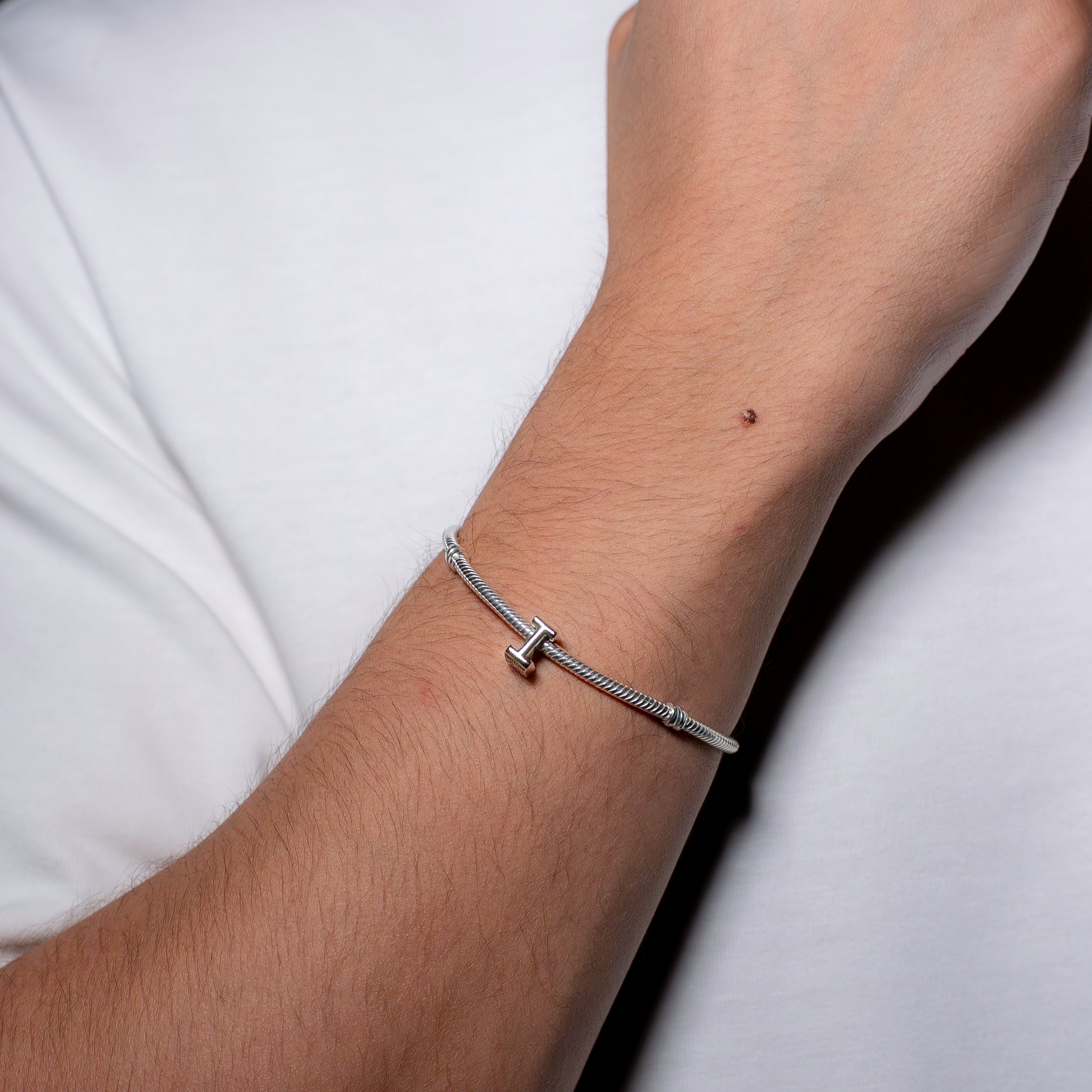 Letter I silver charm