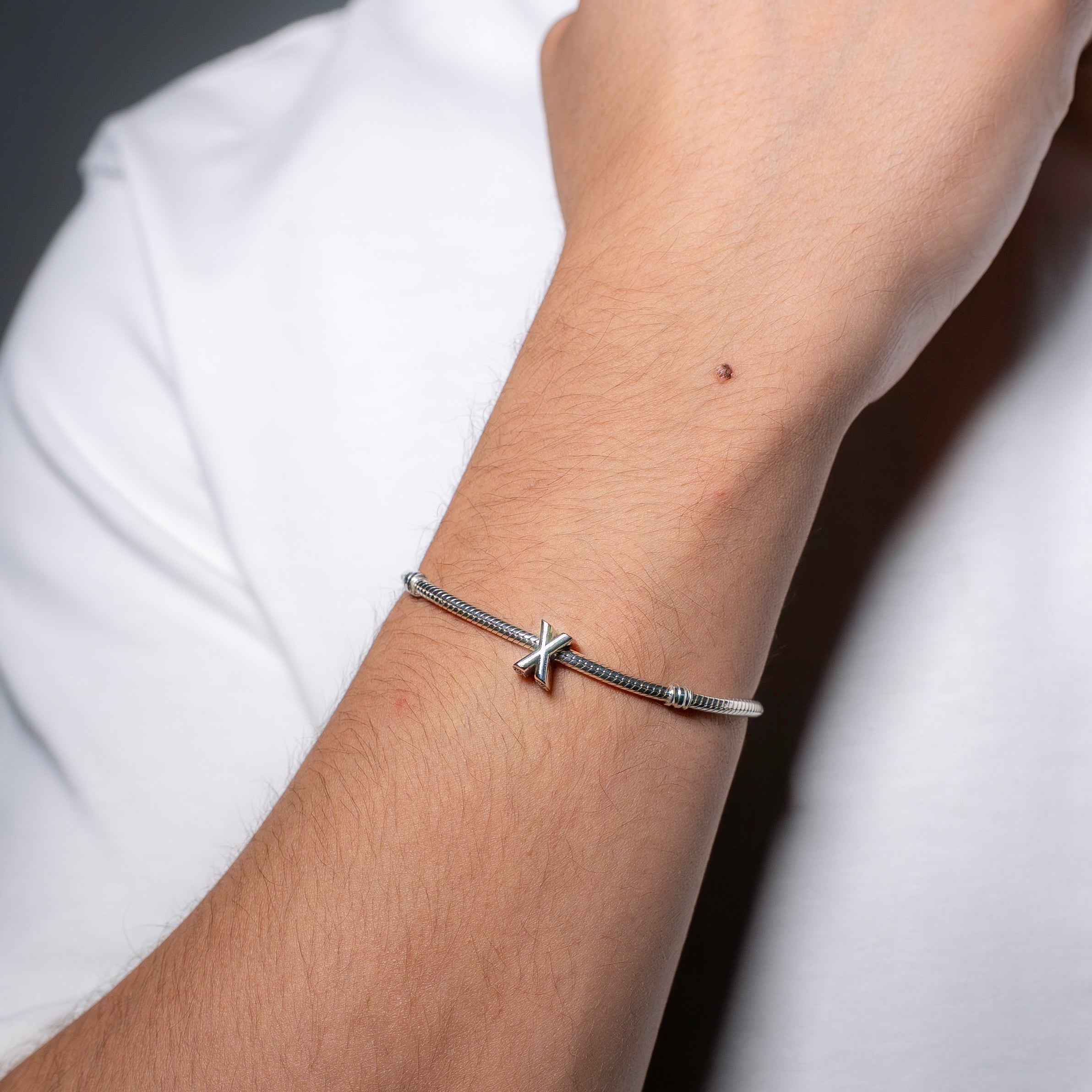 Letter X silver charm