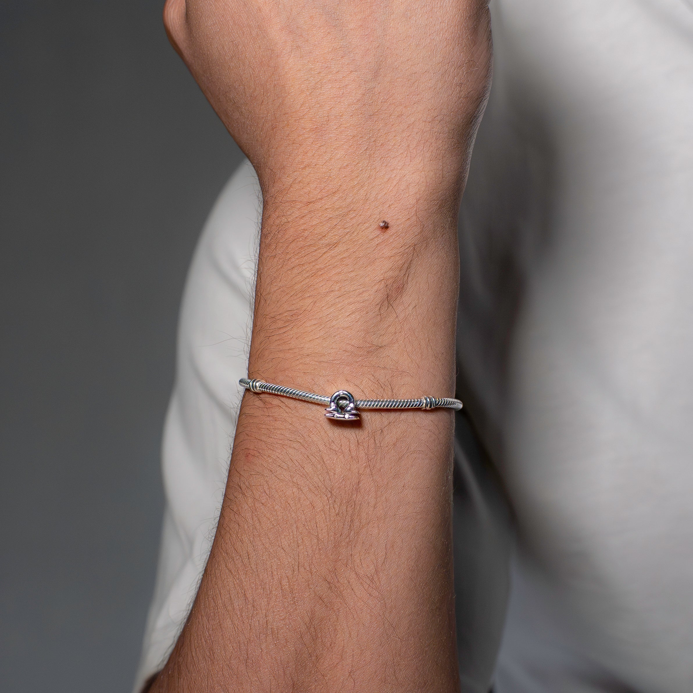 Libra sterling silver charm with clear cubic zirconia