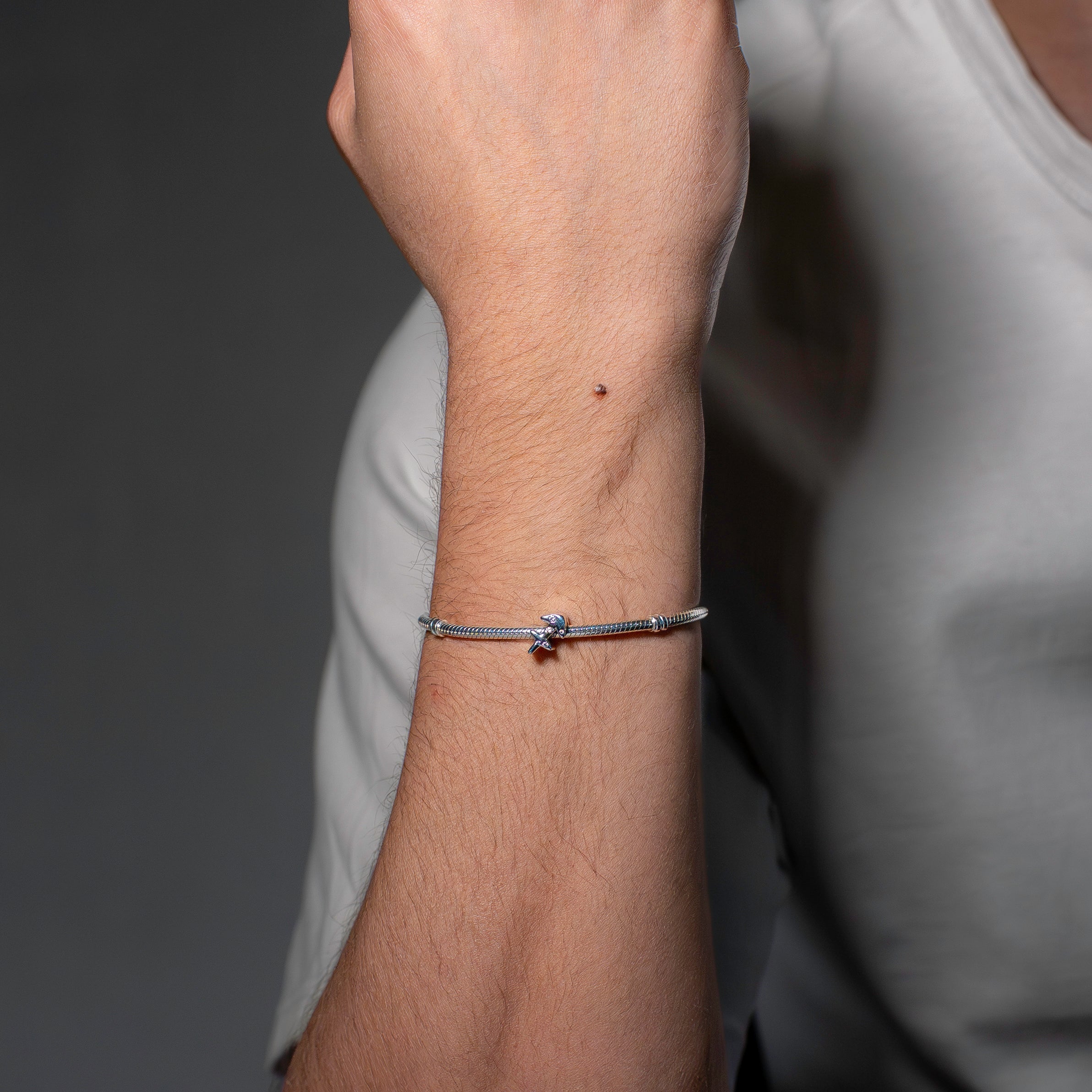 Sagittarius sterling silver charm with clear cubic zirconia