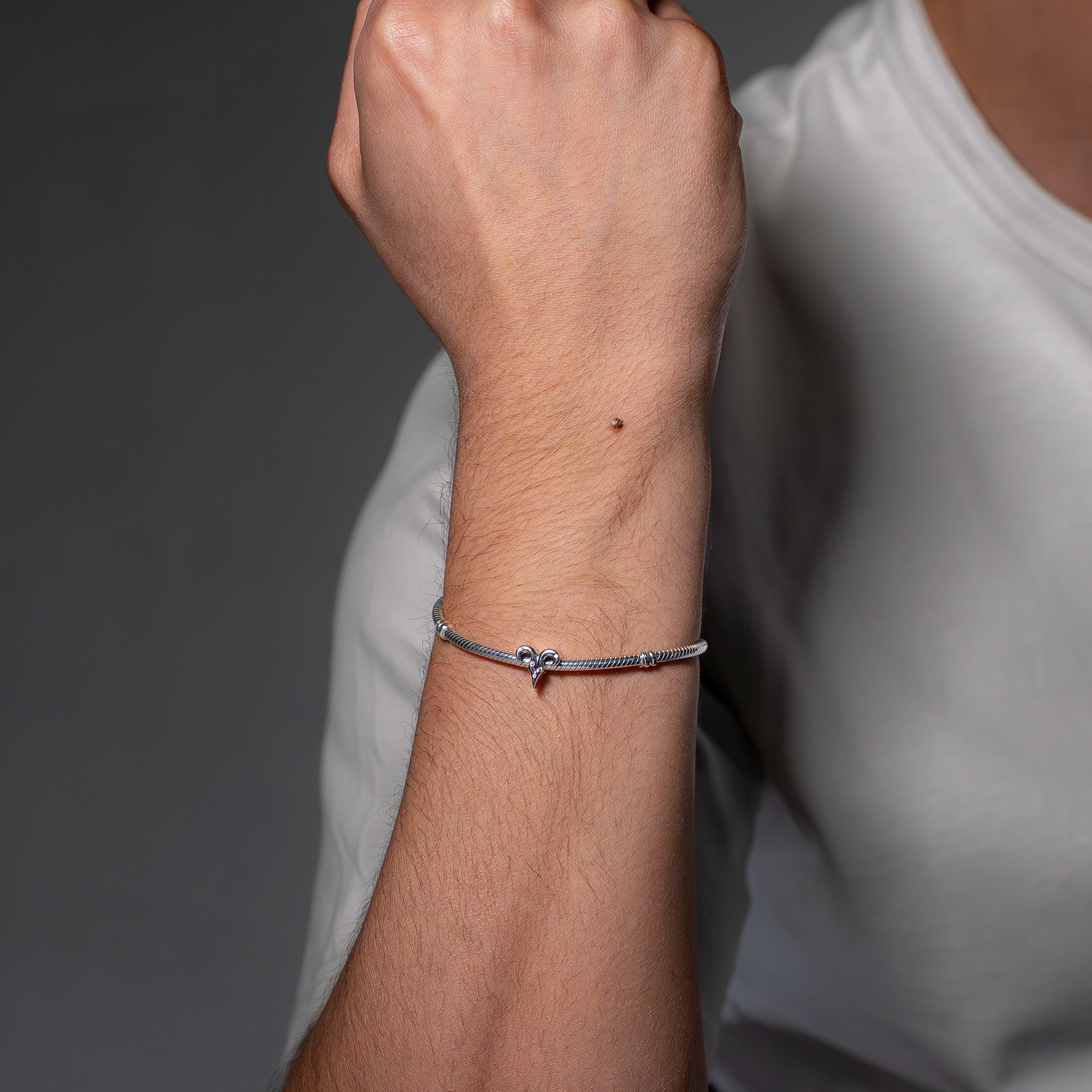 Aries sterling silver charm with clear cubic zirconia