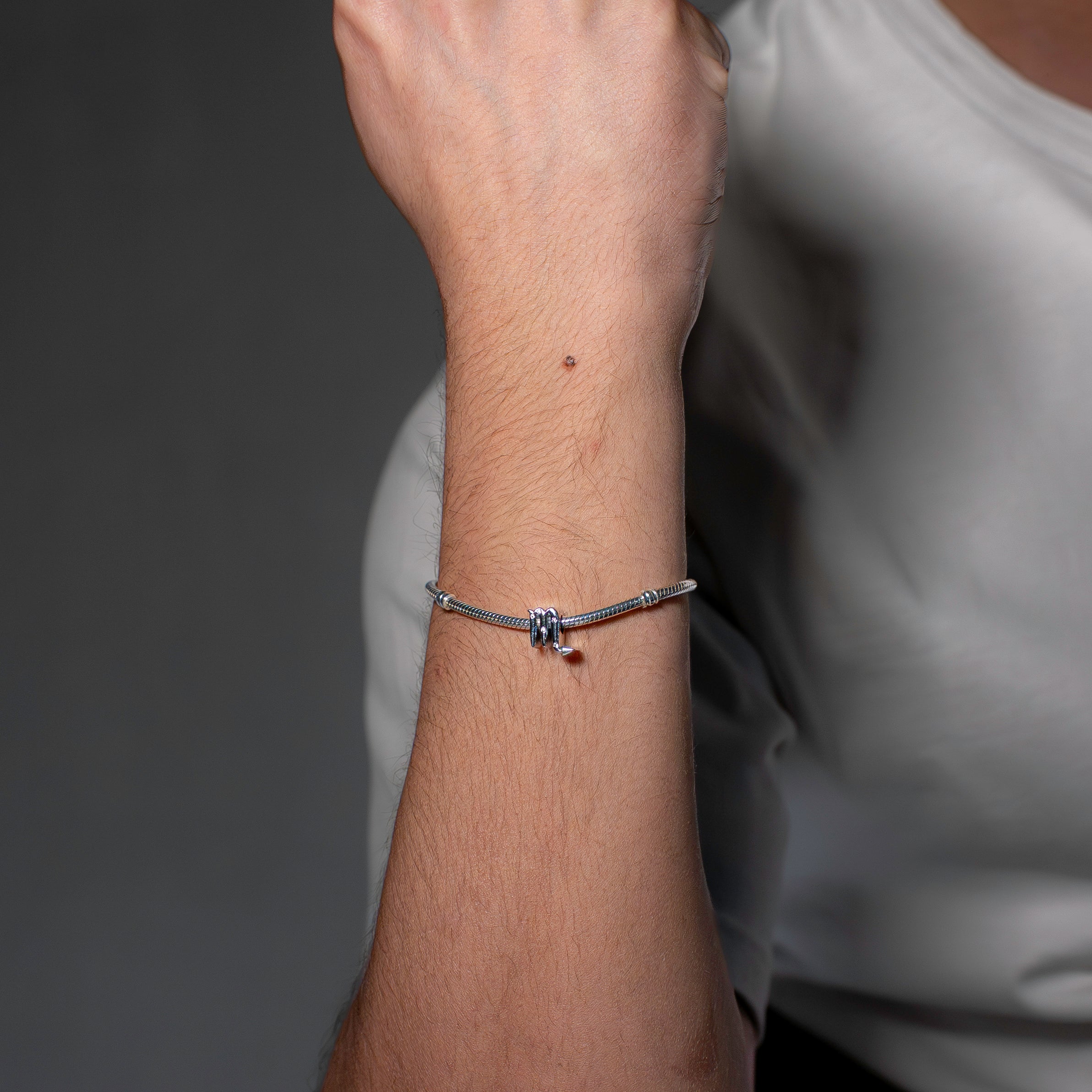 Scorpio sterling silver charm with clear cubic zirconia