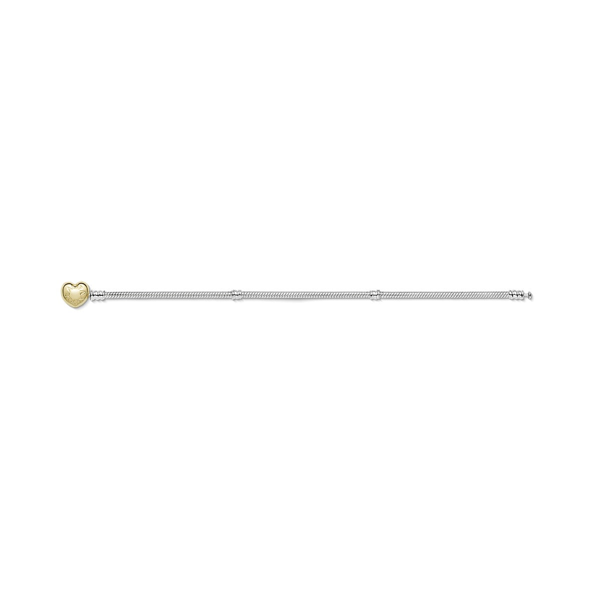 Silver bracelet with heart-shaped 14k Gold Plated clasp