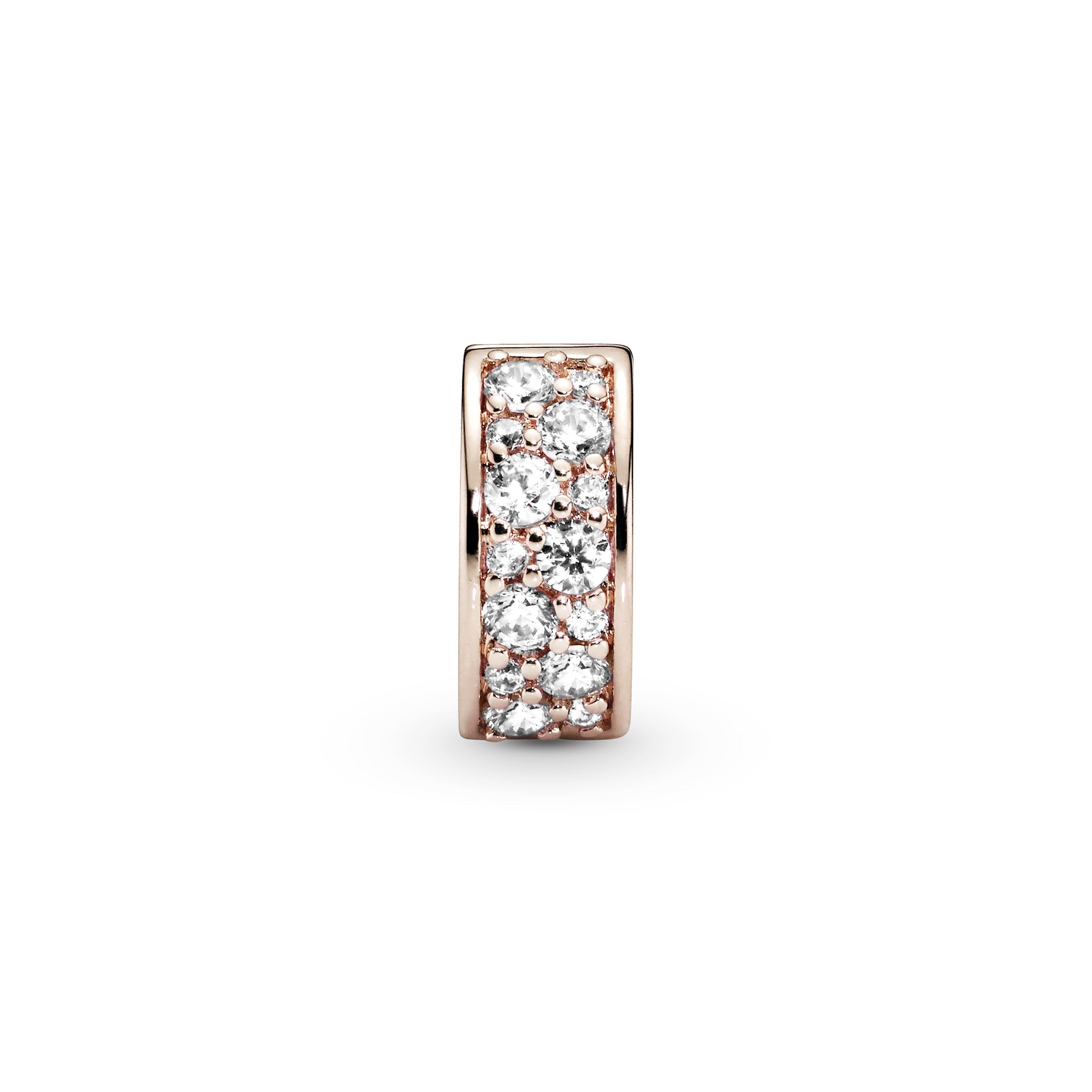 PANDORA Rose clip with clear cubic zirconia and silicone grip