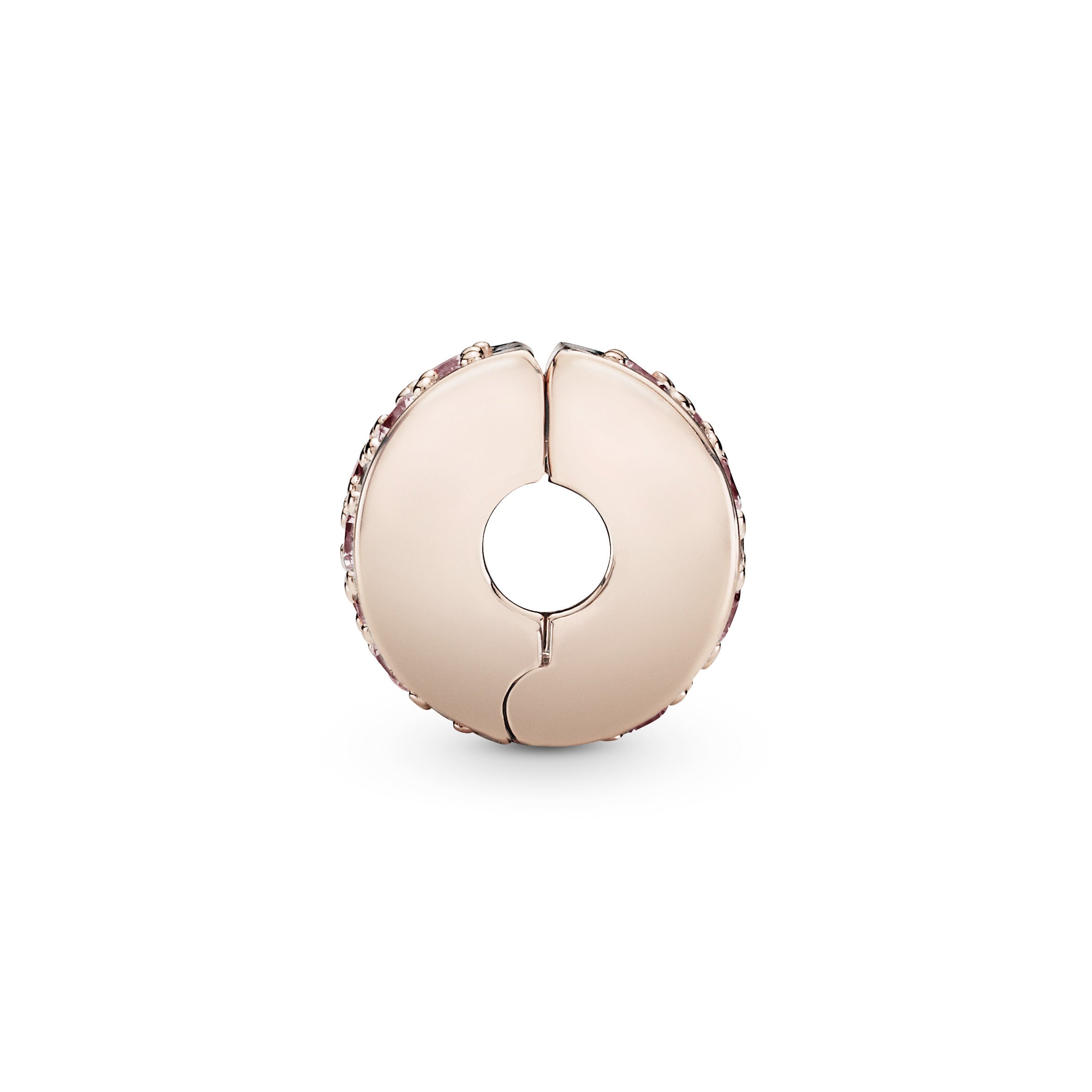 PANDORA Rose clip with pink cubic zirconia and silicone grip