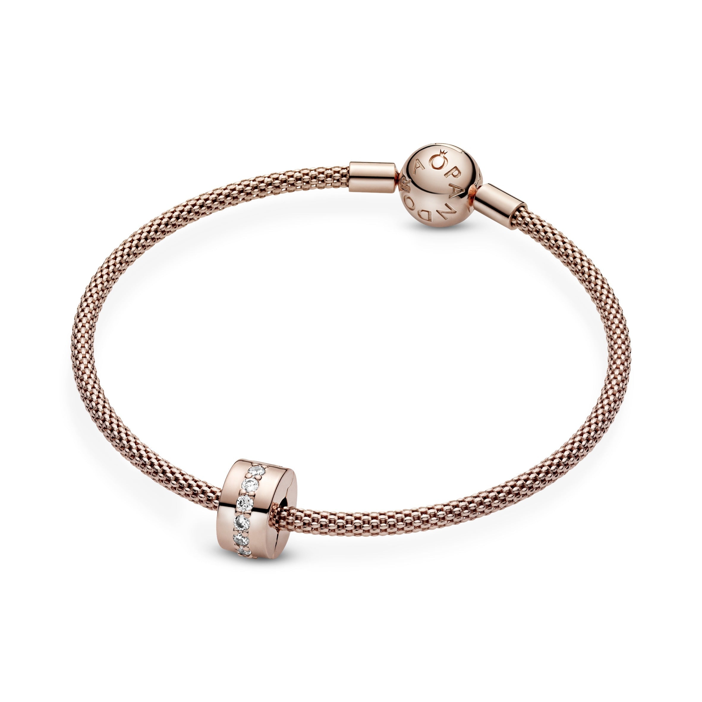 PANDORA Rose clip with clear cubic zirconia