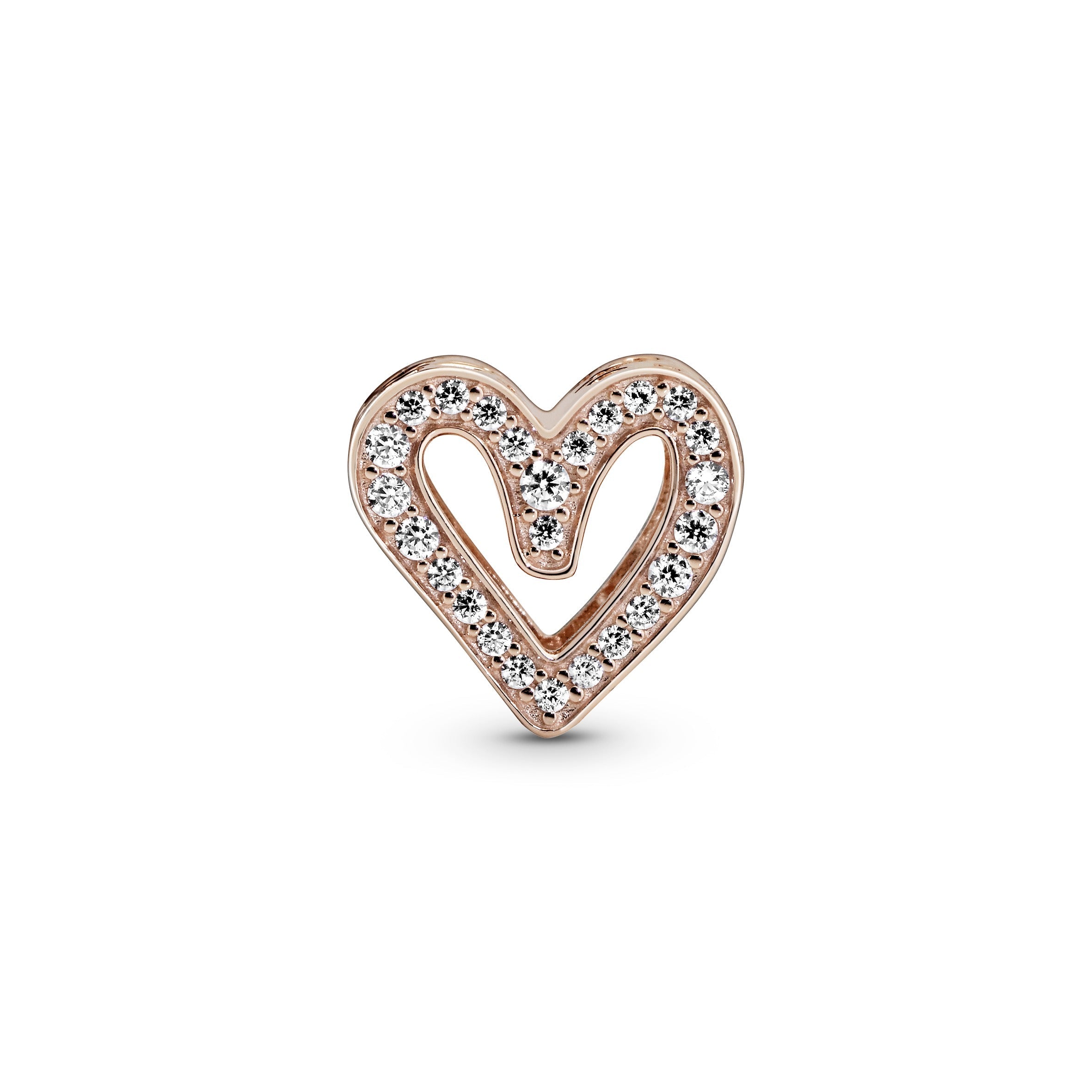 Heart 14k Rose Gold-plated charm with clear cubic zirconia