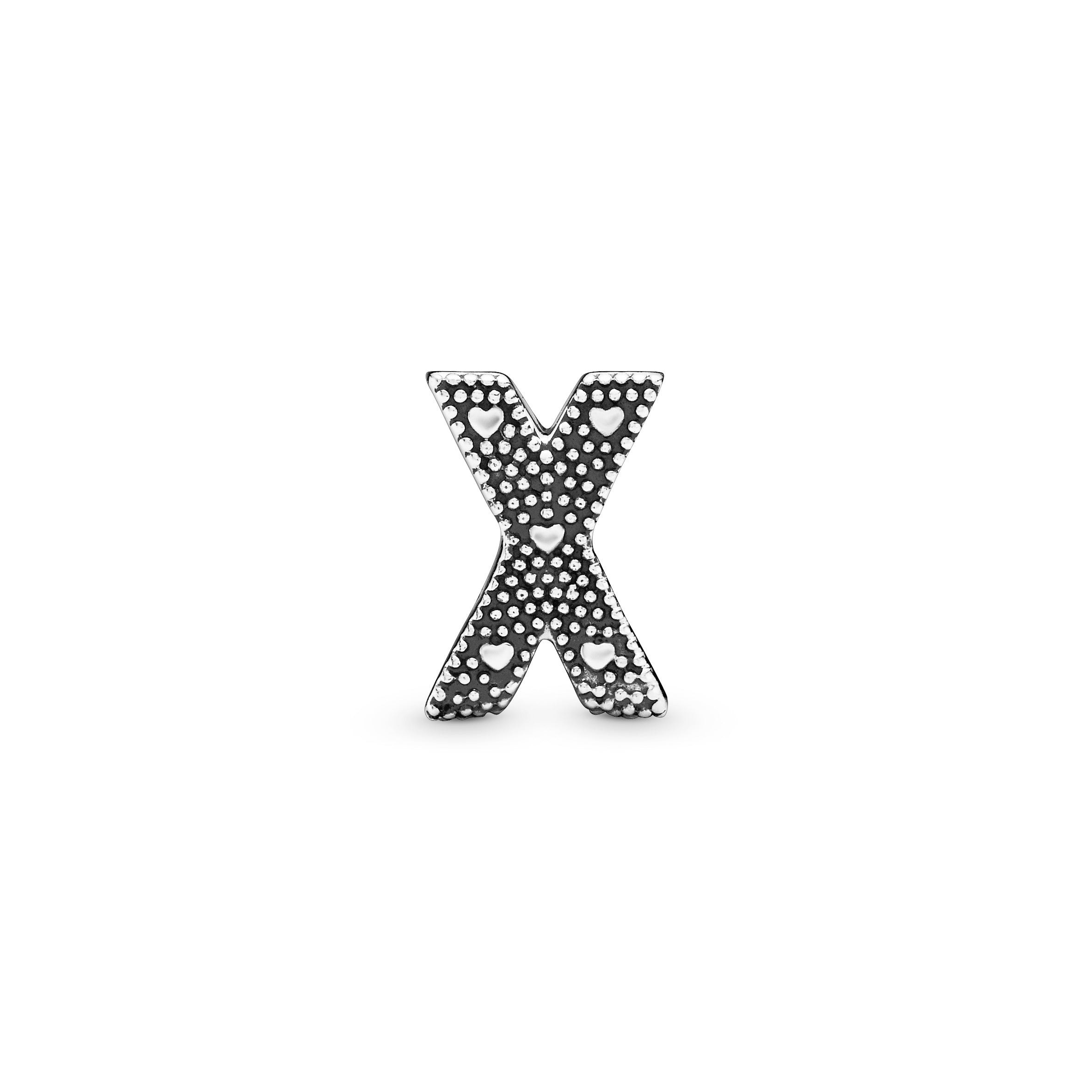 Letter X silver charm