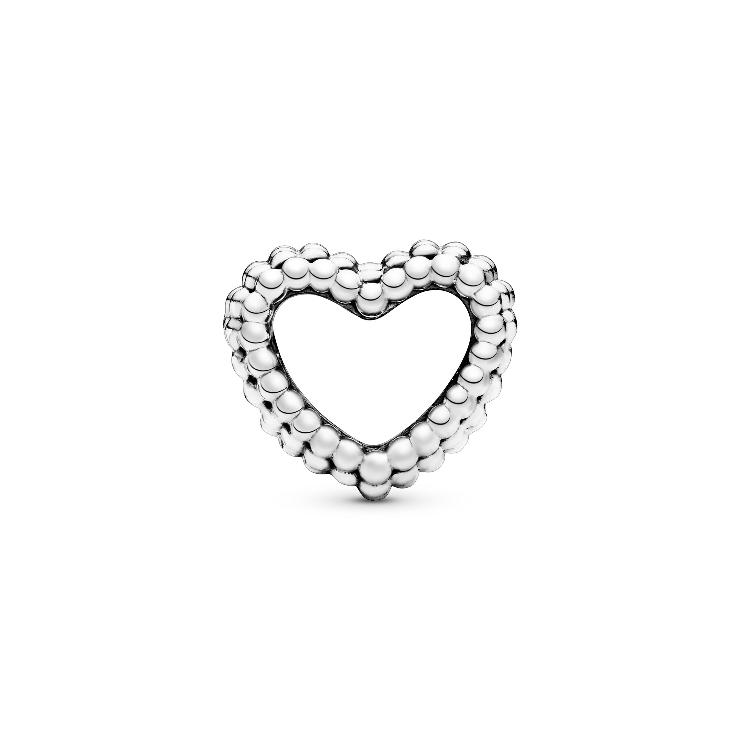 Beaded heart silver charm
