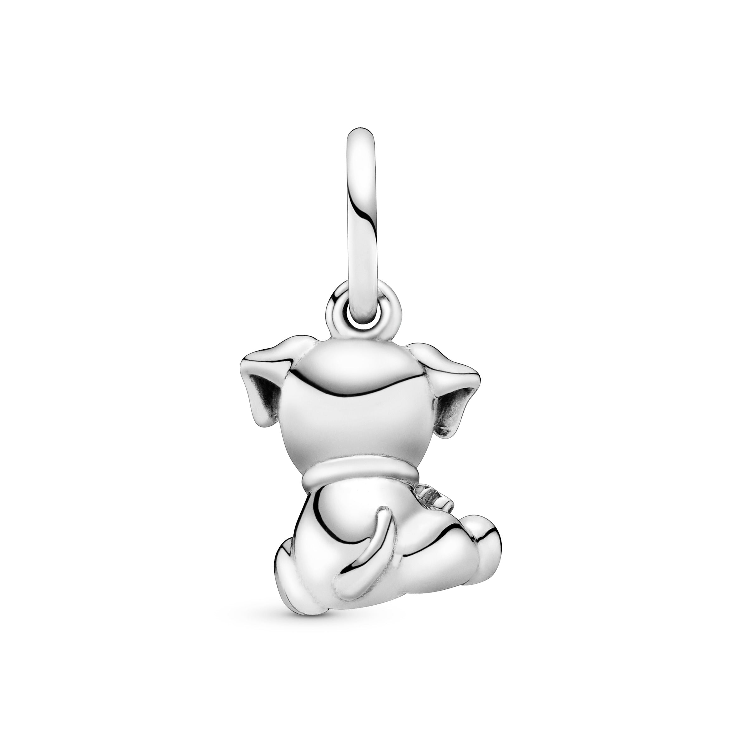 Labrador dog silver dangle with black enamel