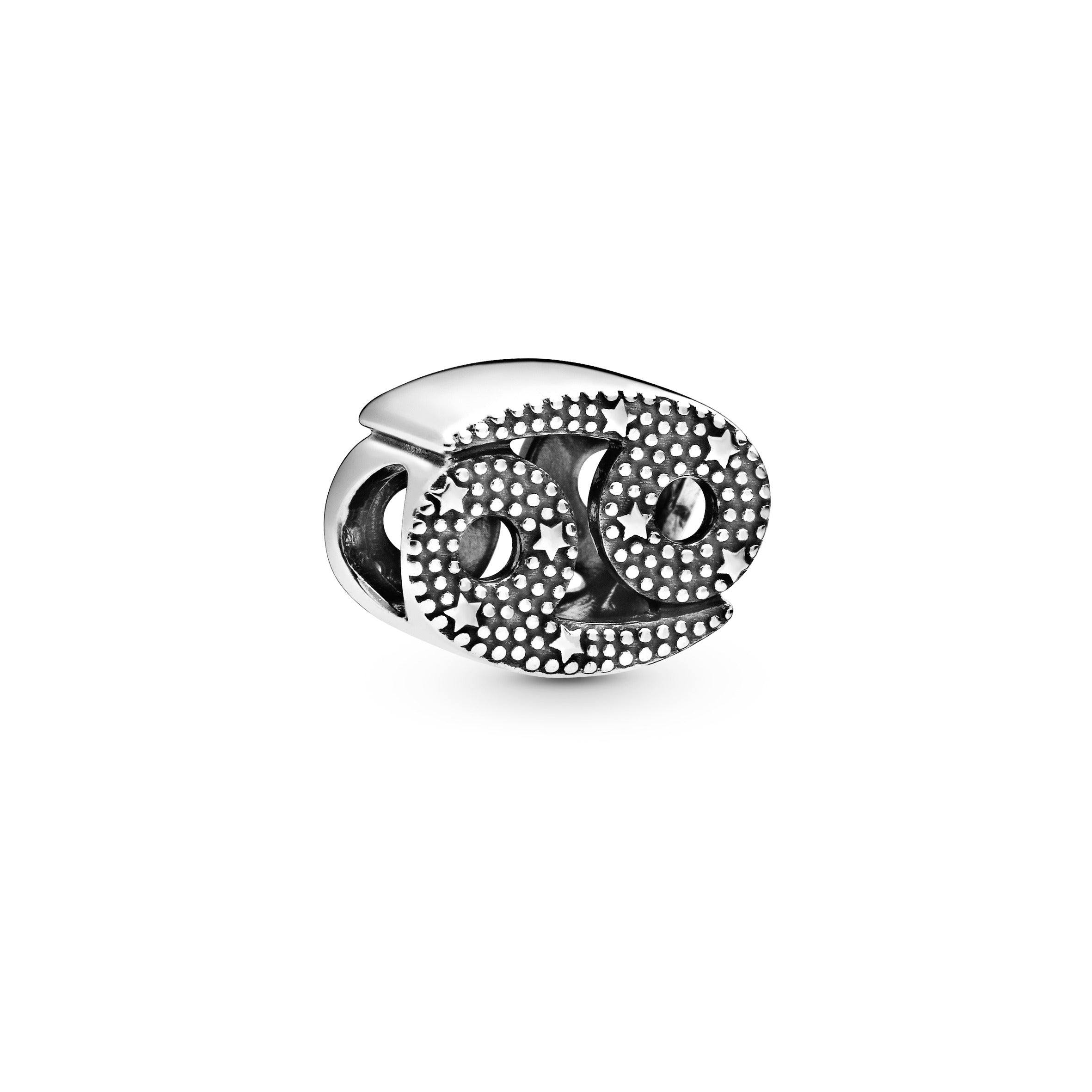 Cancer sterling silver charm with clear cubic zirconia