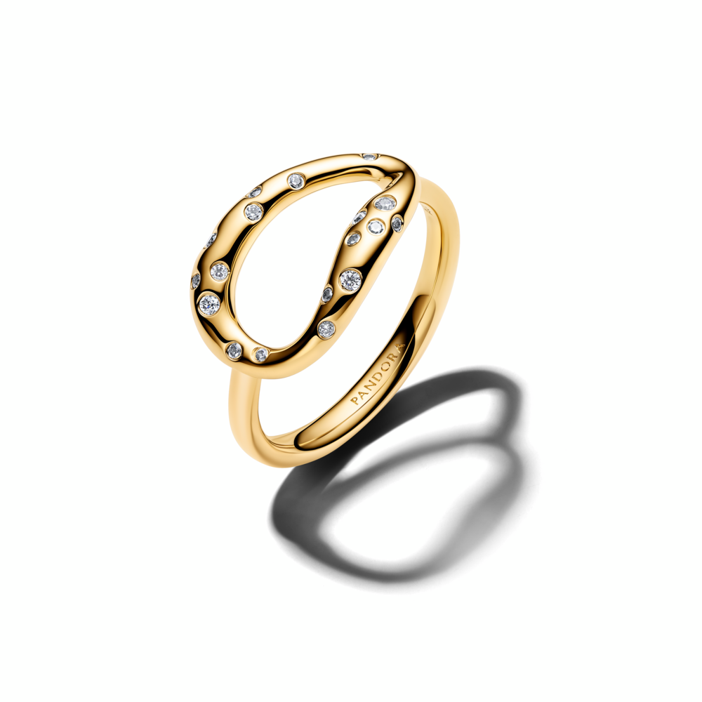 14k gold-plated ring with clear cubic zirconia
