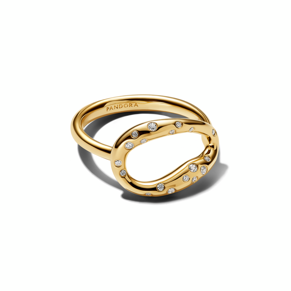 14k gold-plated ring with clear cubic zirconia