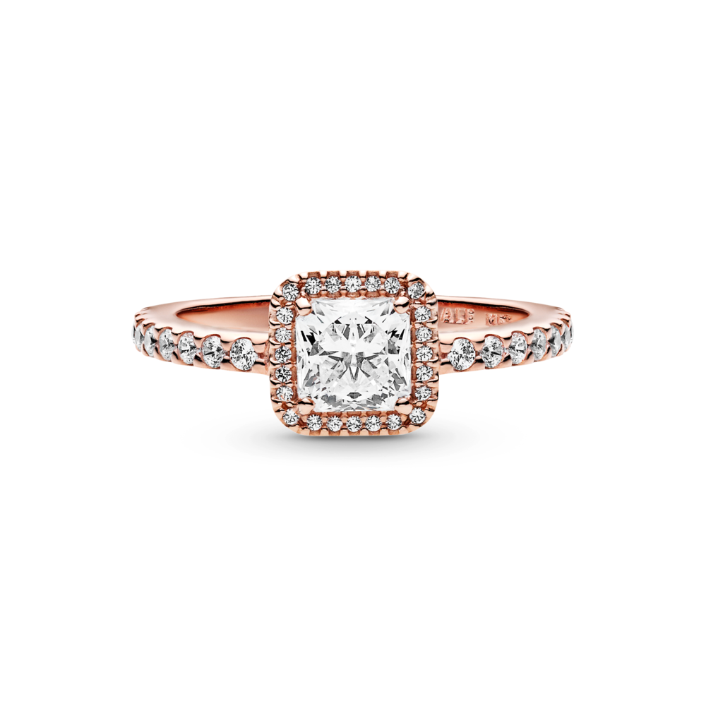 Square Sparkle Halo Ring