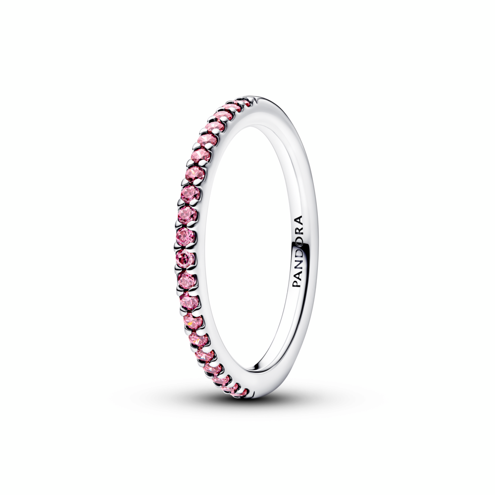 Sterling silver ring with fancy pink cubic zirconia
