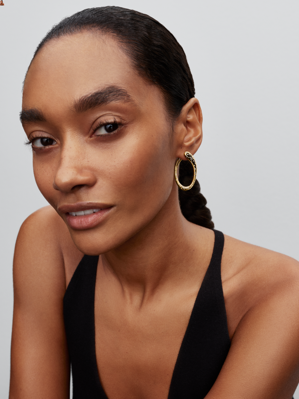 14k gold-plated hoop earrings with clear cubic zirconia