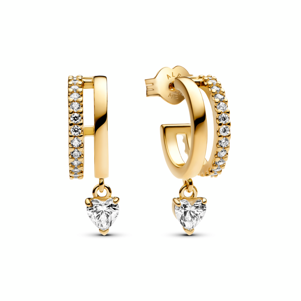 Dangling Heart Hoop Earrings