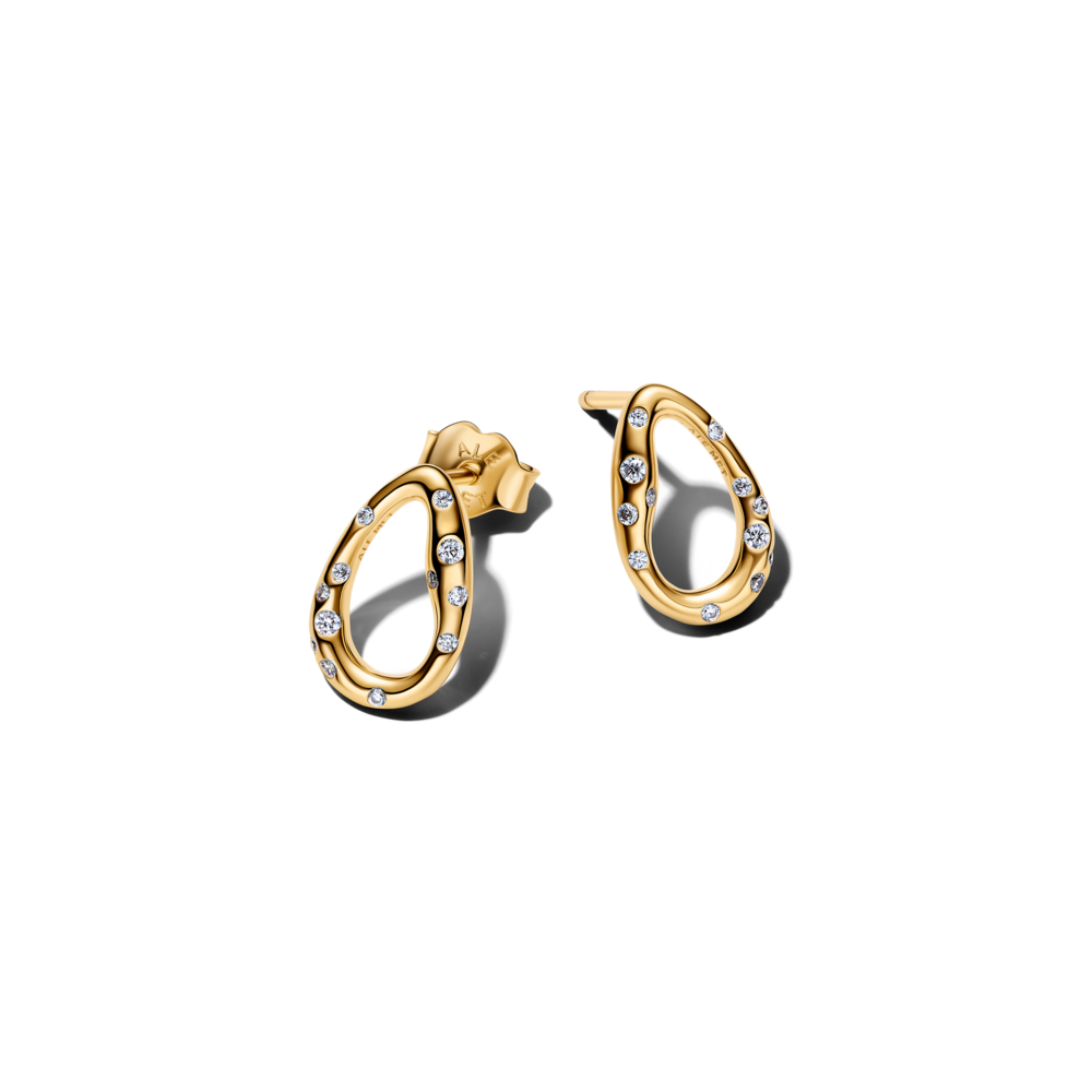 14k gold-plated stud earrings with clear cubic zirconia