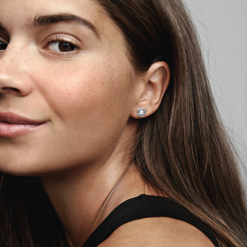 White Eternity Circle Stud Earrings