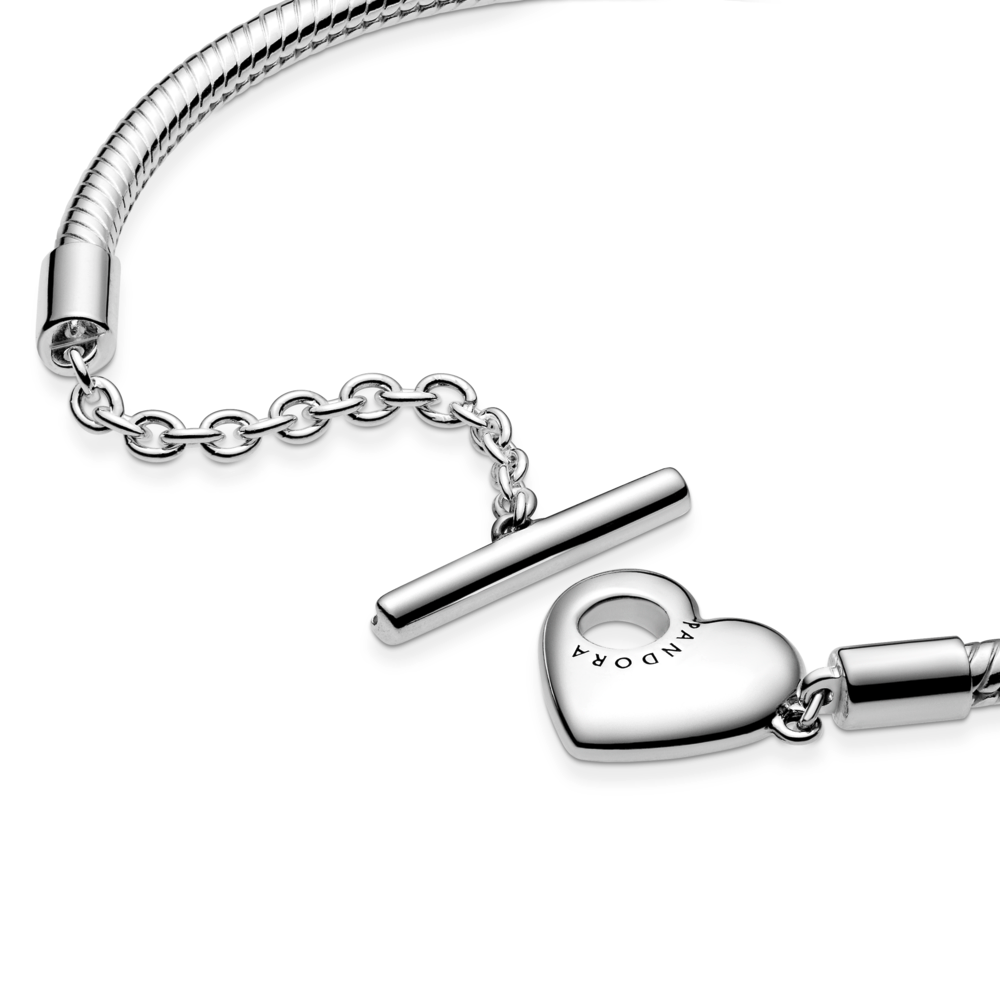 Pandora Moments Heart T-Bar Snake Chain Bracelet