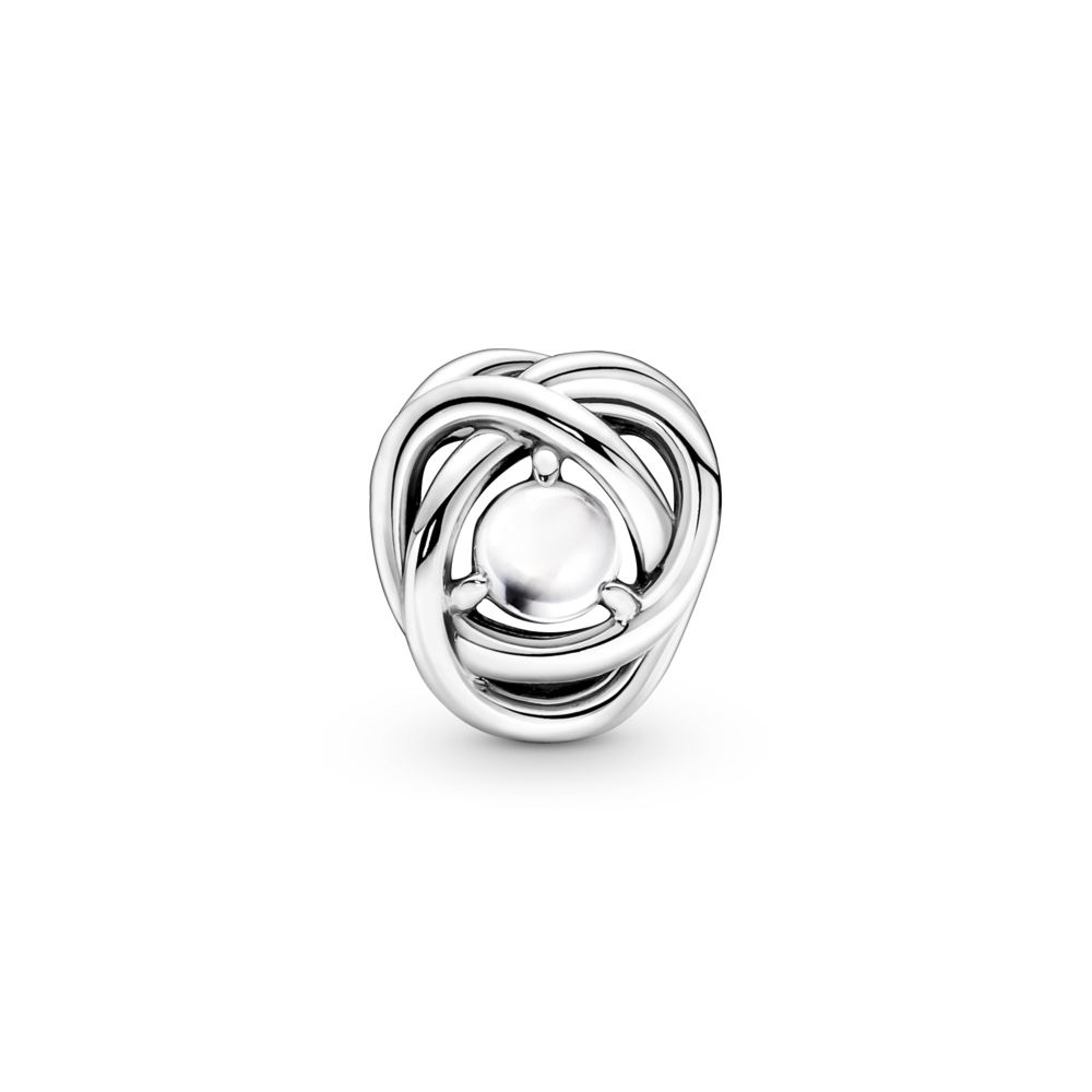 Sterling silver charm with white bioresin man-made mother of pearl