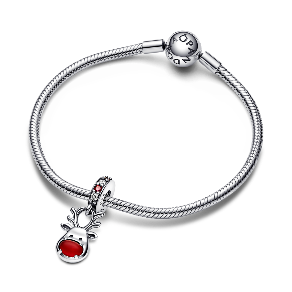 Red Nose Reindeer Murano Dangle Charm