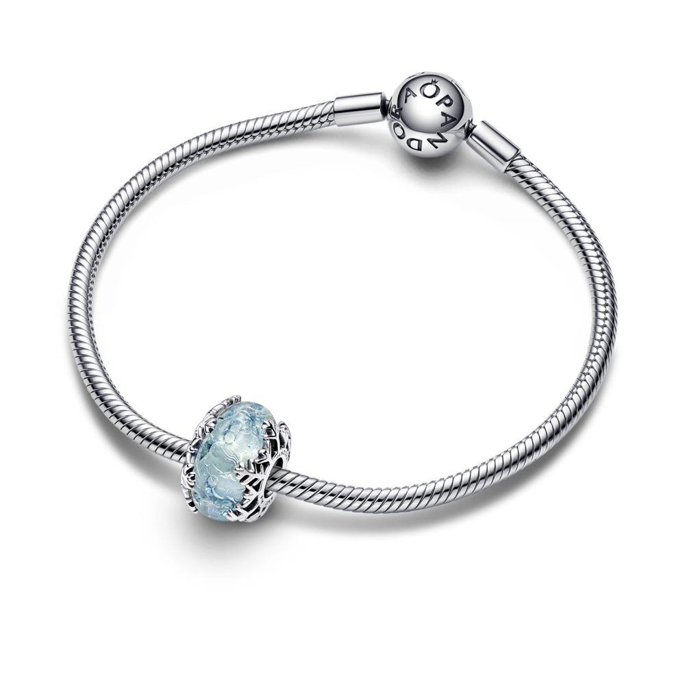 Winter Blue Snowflake Murano Charm