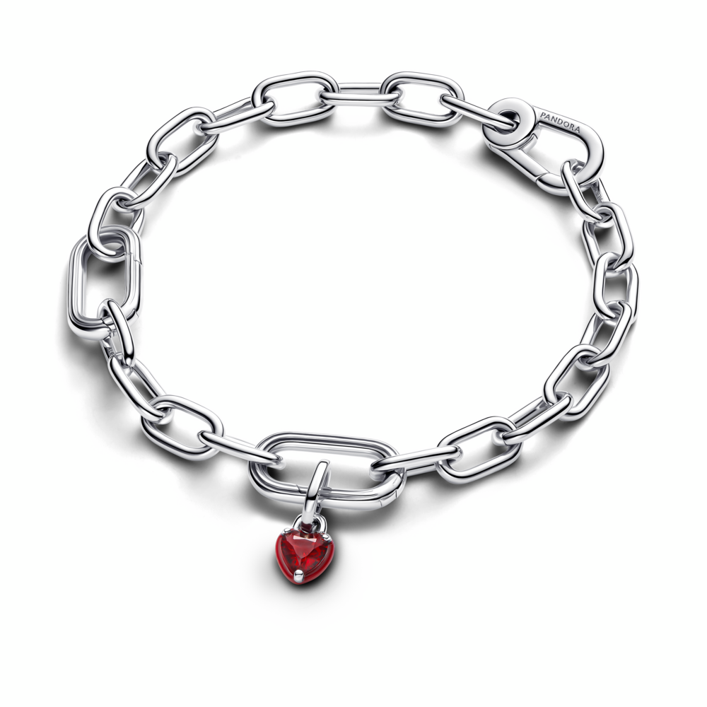 Heart sterling silver mini dangle with salsa red crystal and red enamel