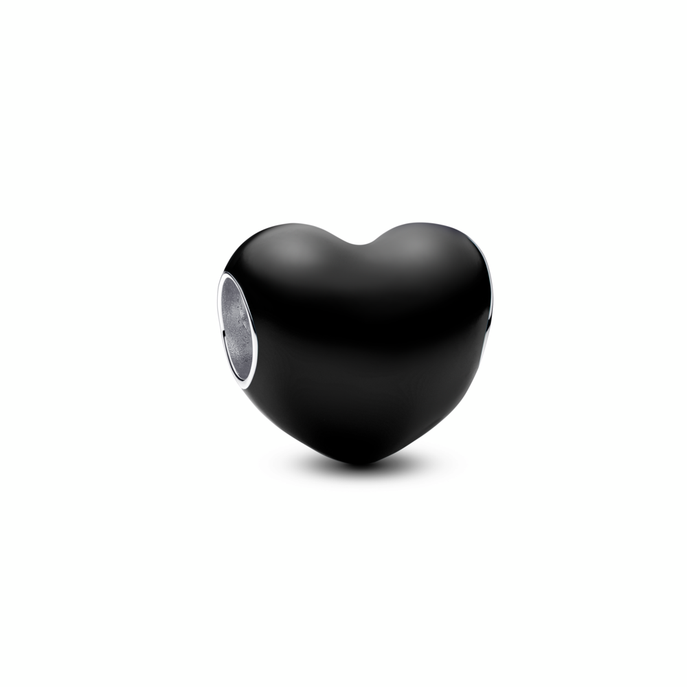 Metallic Black Heart Charm