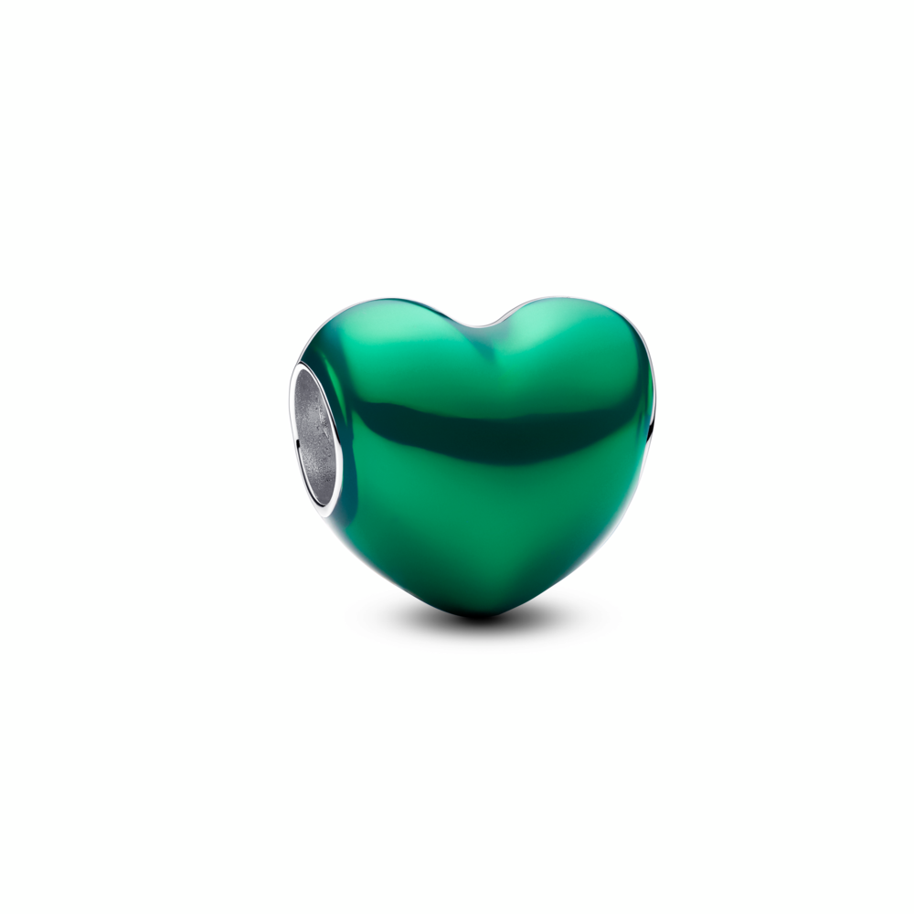 Metallic Green Heart Charm
Sterling silver
