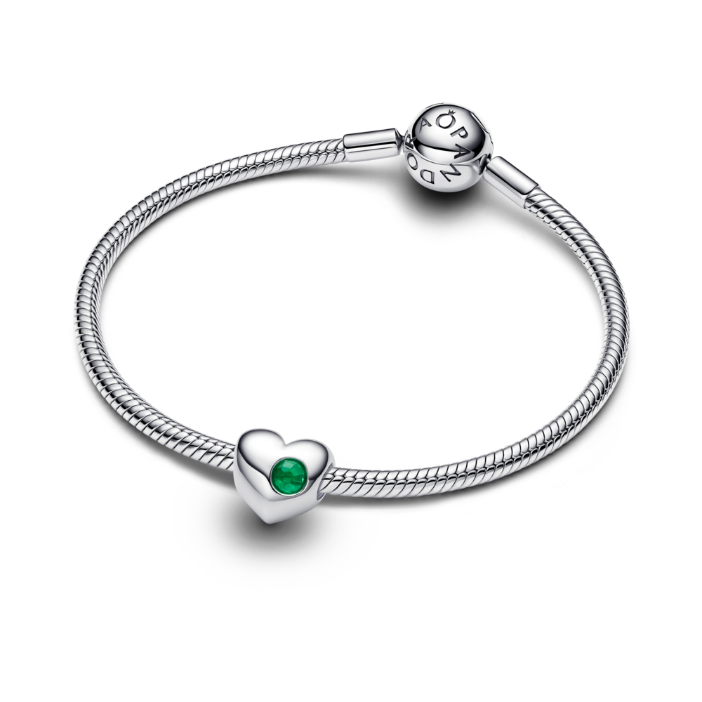 Engravable May Birthstone Heart Charm
Sterling silver