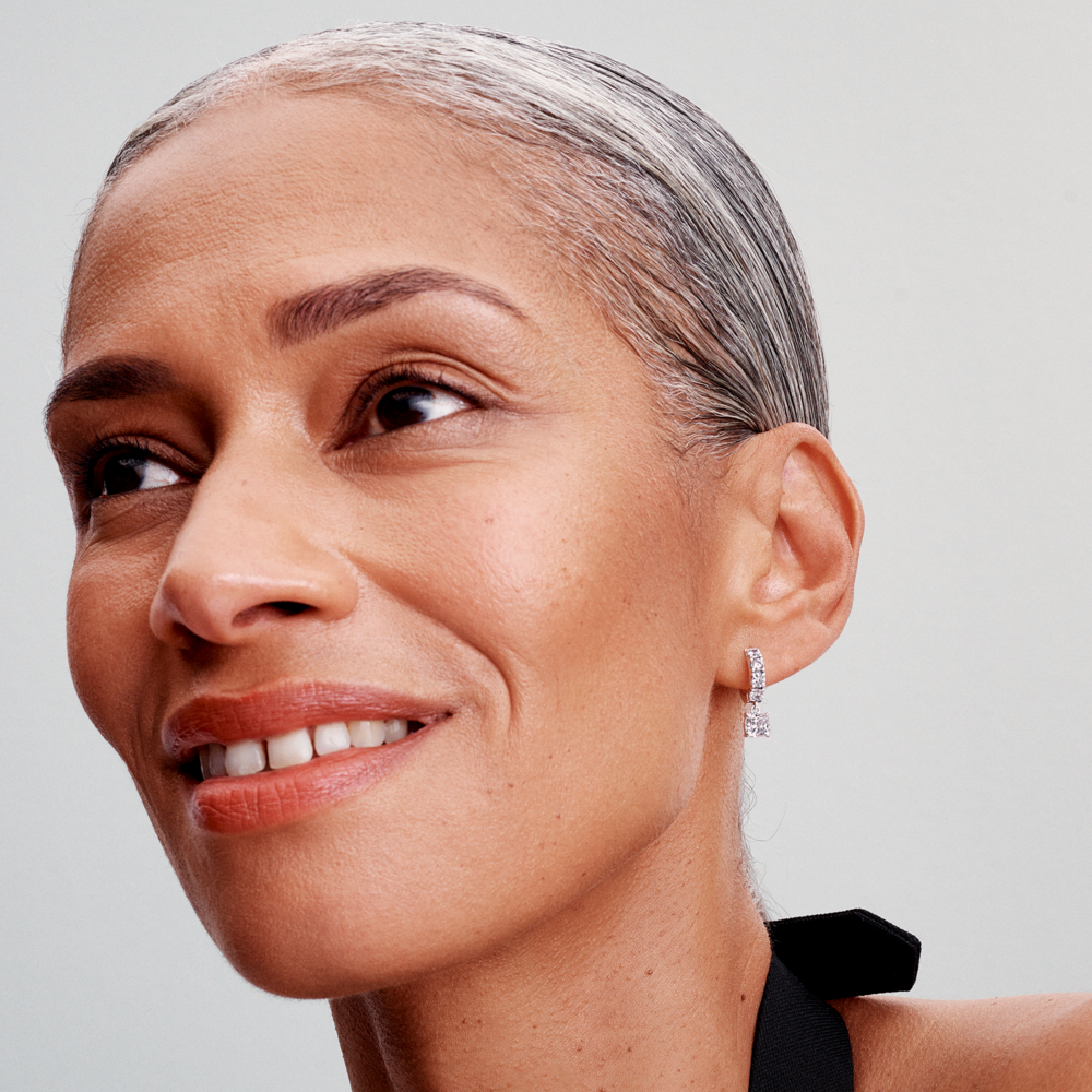 Pavé Dangle Hoop Earrings