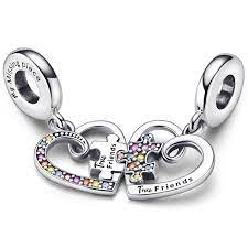 Puzzle Piece Hearts Splittable Friendship Dangle Charm