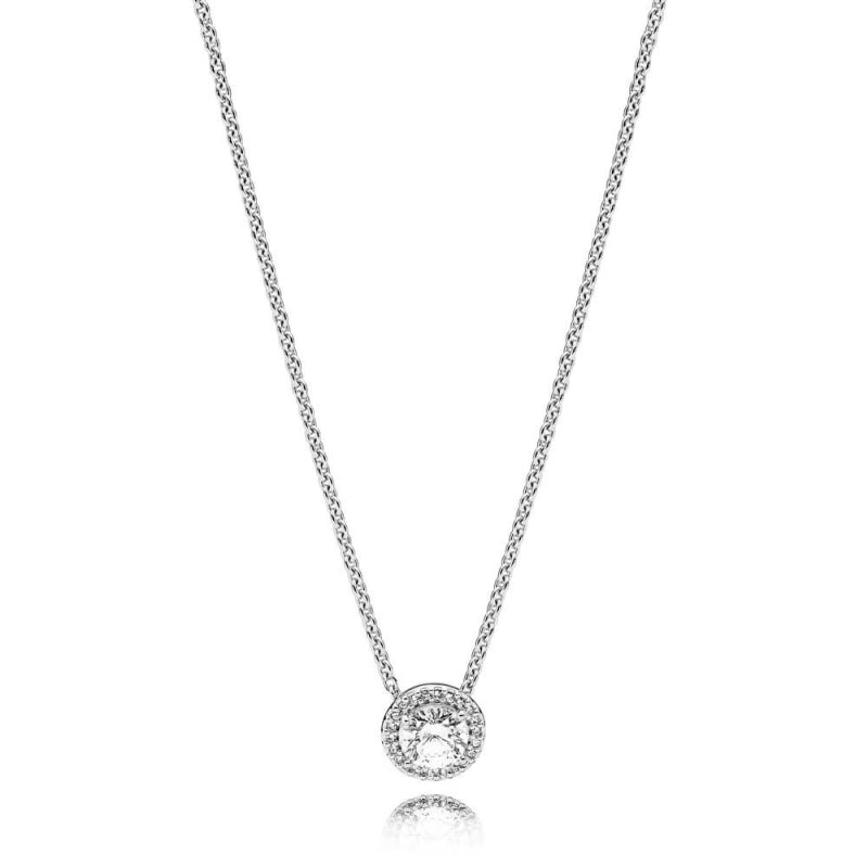 Silver necklace with clear cubic zirconia