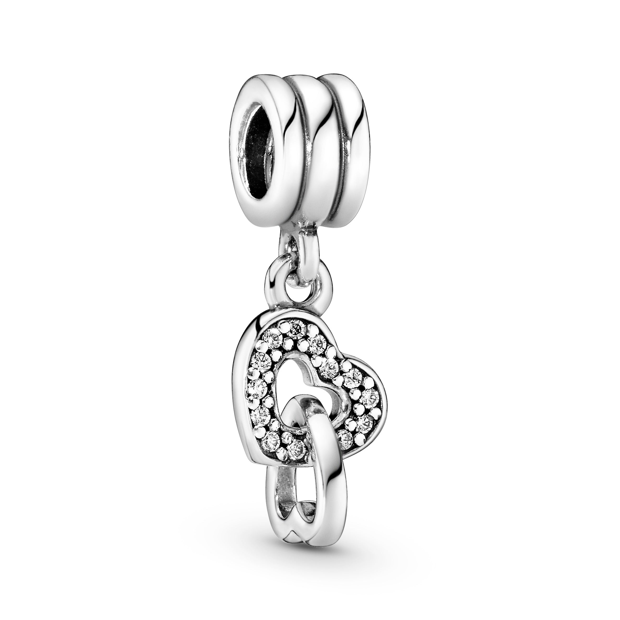 Hearts silver dangle with cubic zirconia