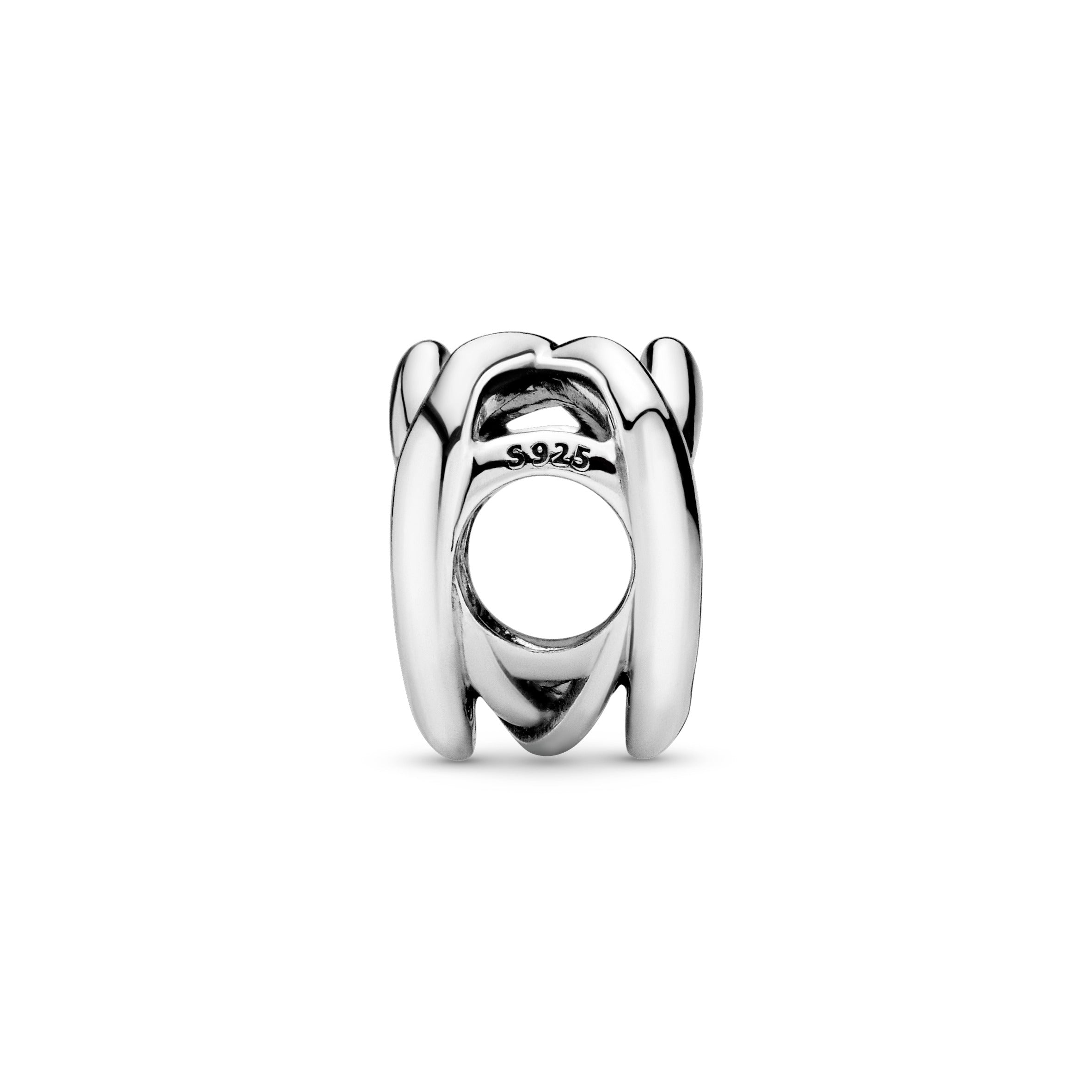 Knotted heart silver charm
