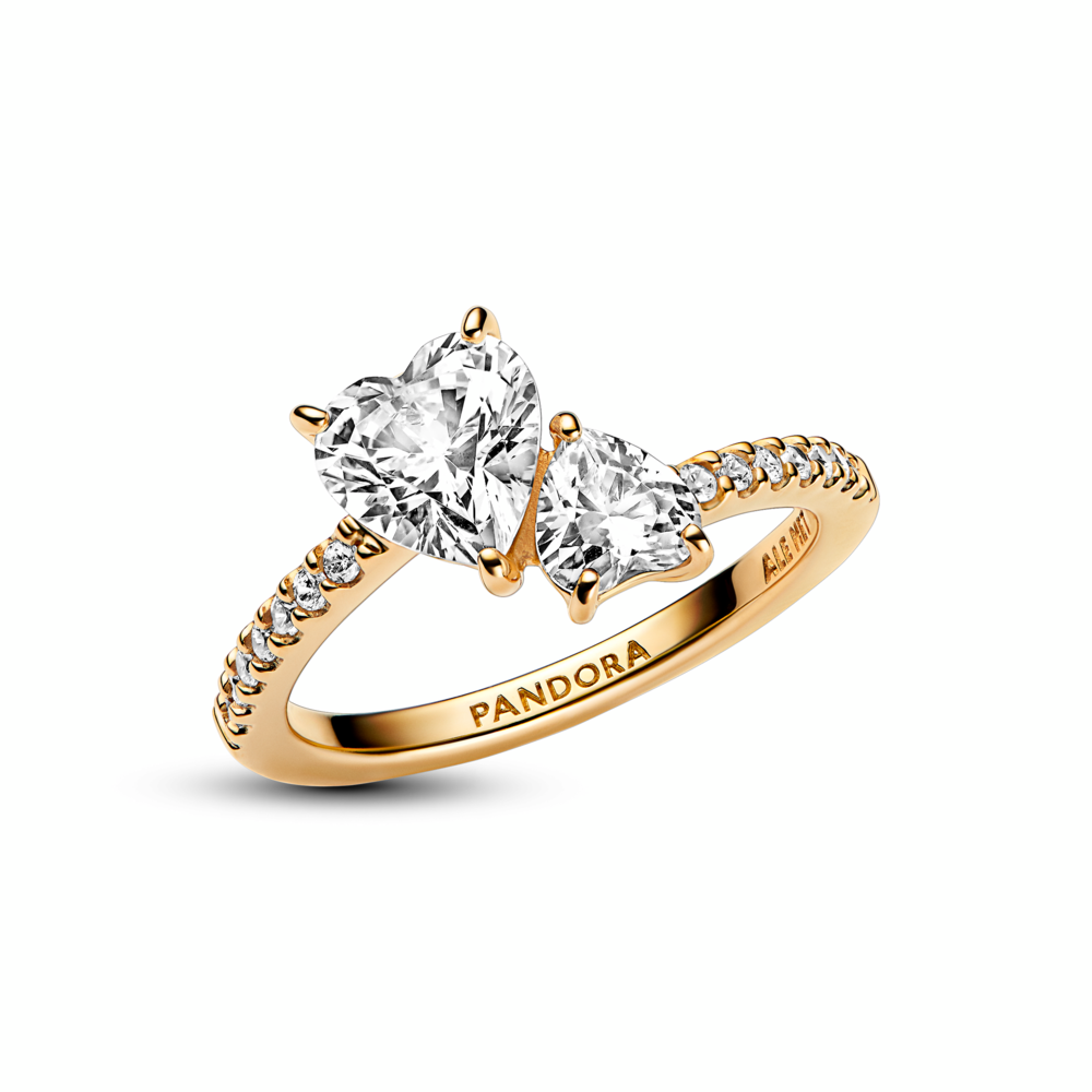 Double Heart Sparkling Ring
14k gold plating