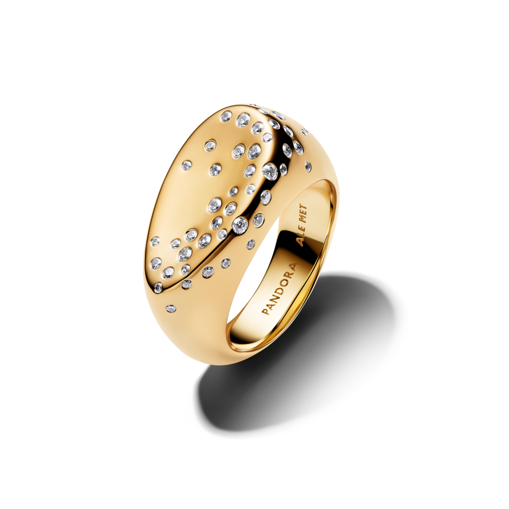 14k gold-plated ring with clear cubic zirconia
