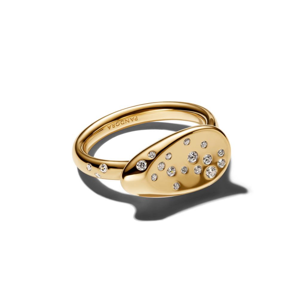 14k gold-plated ring with clear cubic zirconia