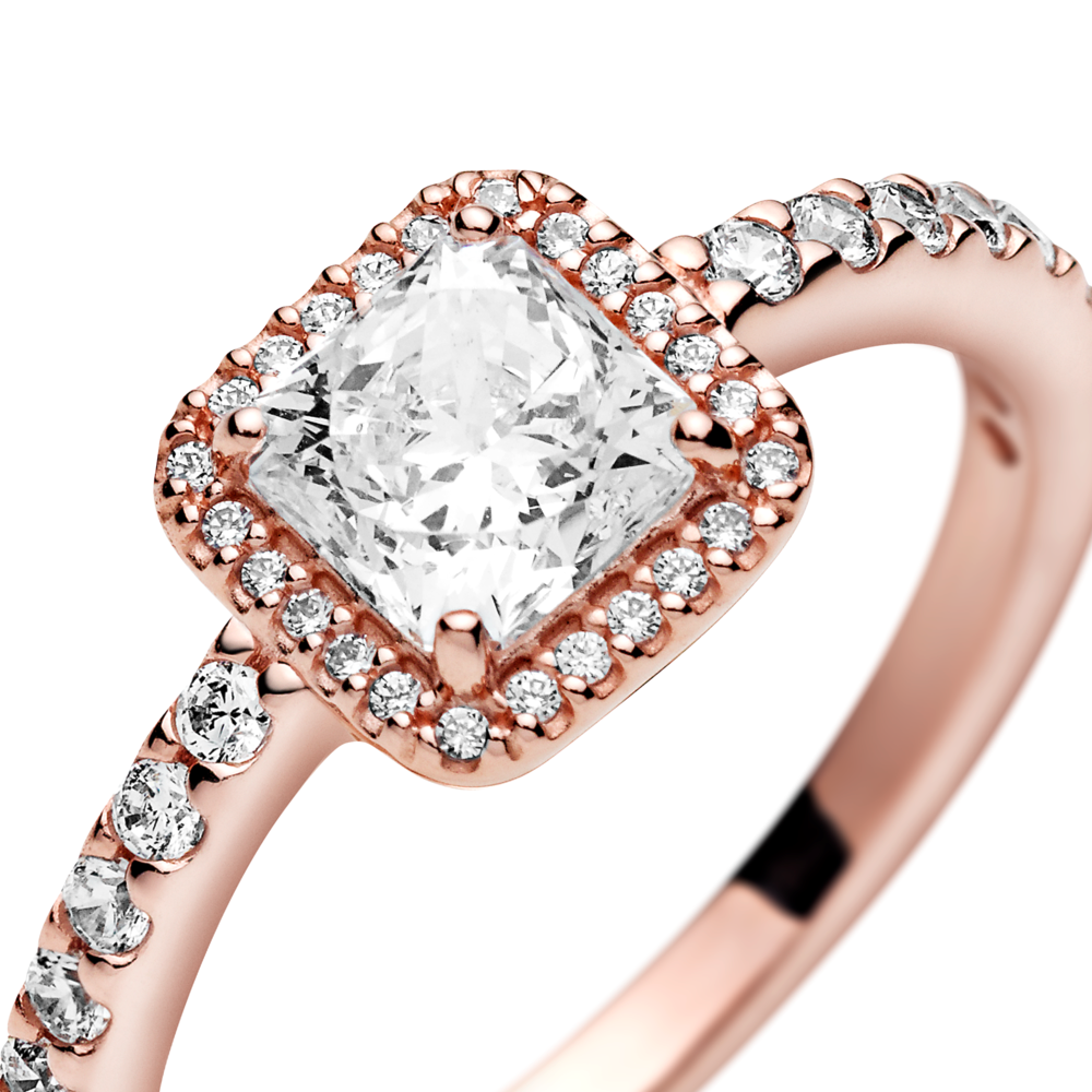 Square Sparkle Halo Ring