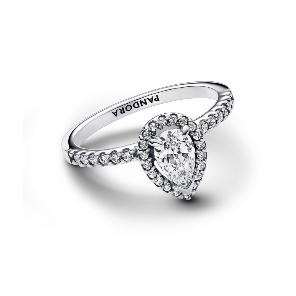 Sparkling Pear Halo Ring