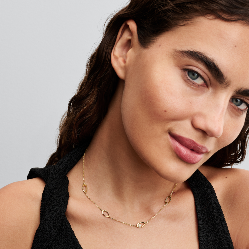 14k gold-plated pendant necklace with white treated cultured pearl