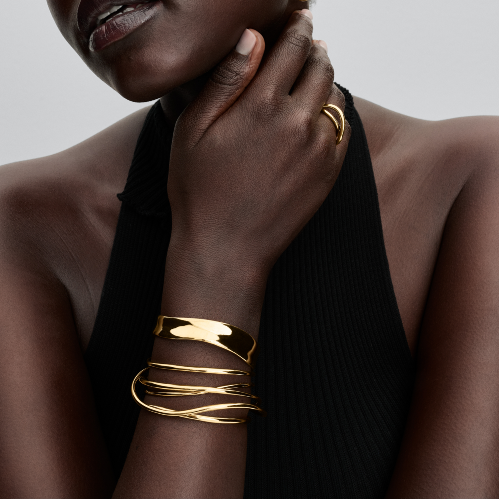 14k gold-plated open bangle