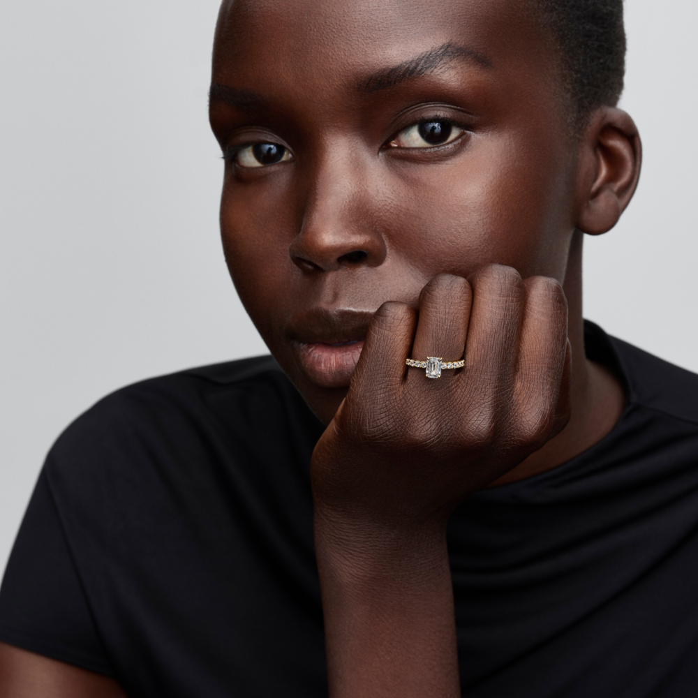 14k gold-plated ring with clear cubic zirconia