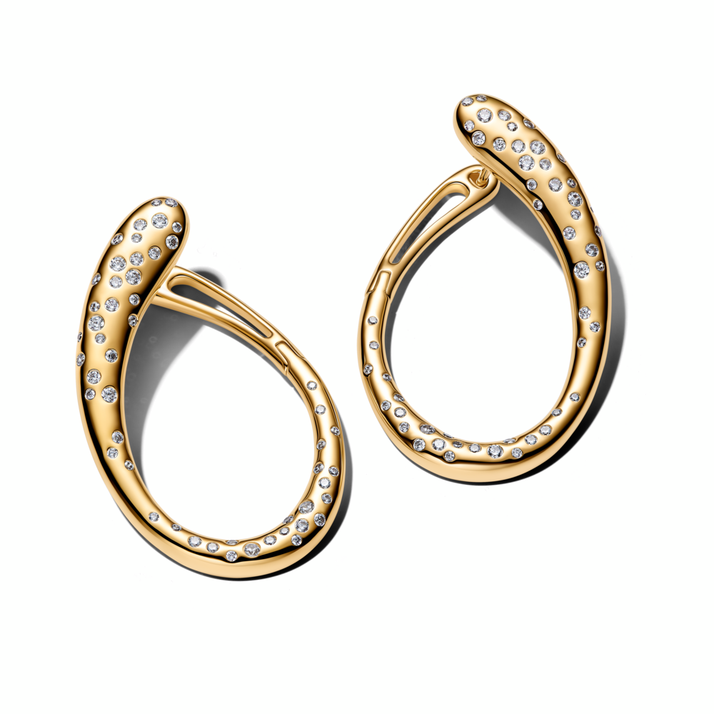 14k gold-plated hoop earrings with clear cubic zirconia