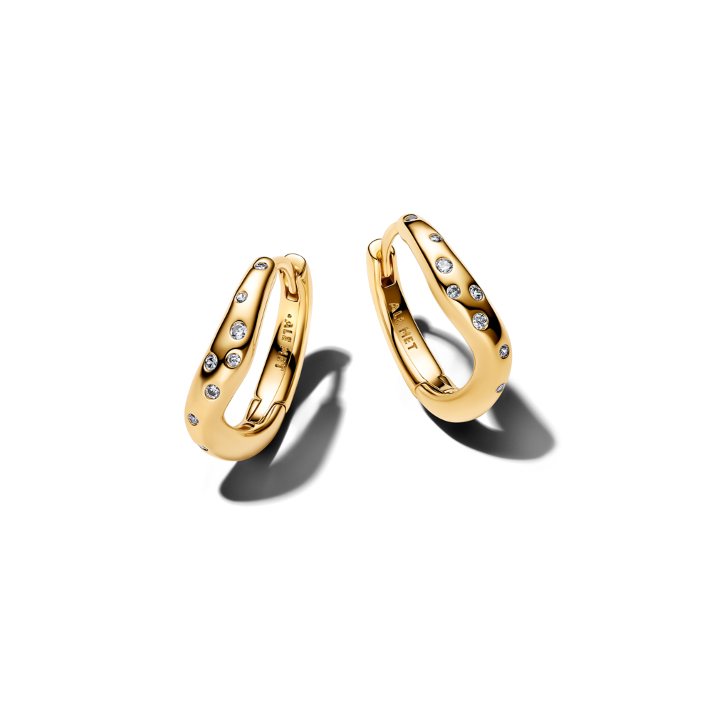 14k gold-plated hoop earrings with clear cubic zirconia